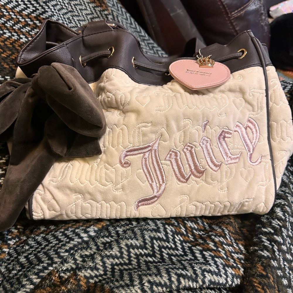 Juicy Couture Beige and Brown Shoulder Bag